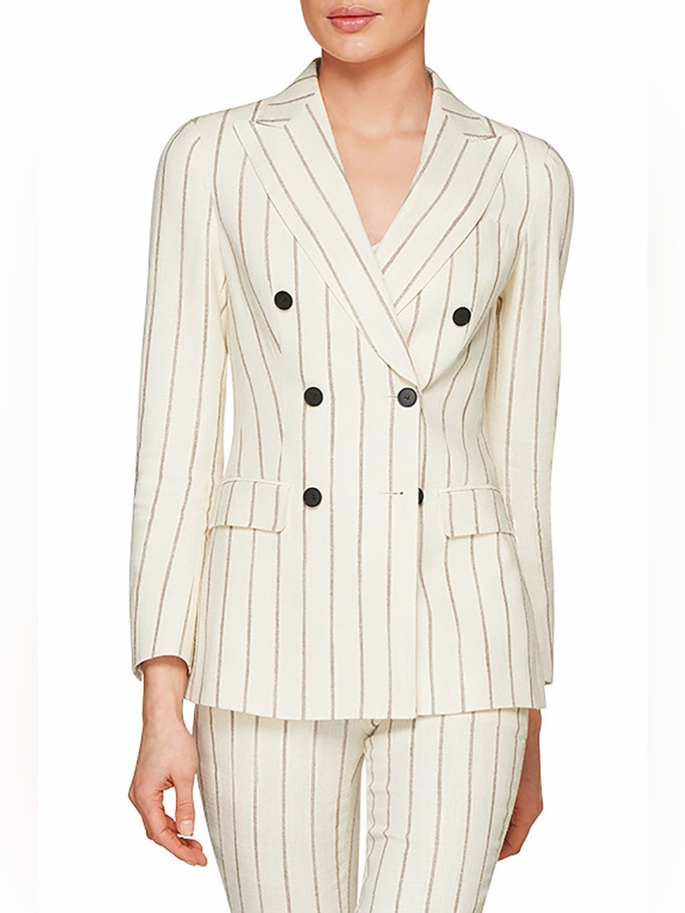 Brand New! Suistudio Cameron Stripe Double Breasted Silk Blend Suit Jacket Size0